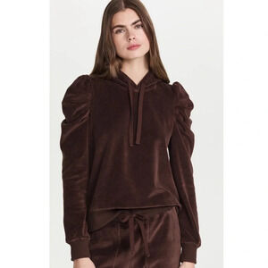 Rebecca Minkoff Janine Velour Hoodie  Brown